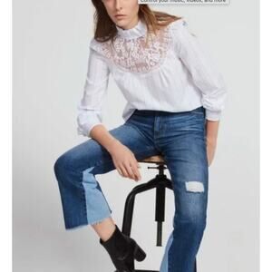 Sandro Monika Striped Lace Top